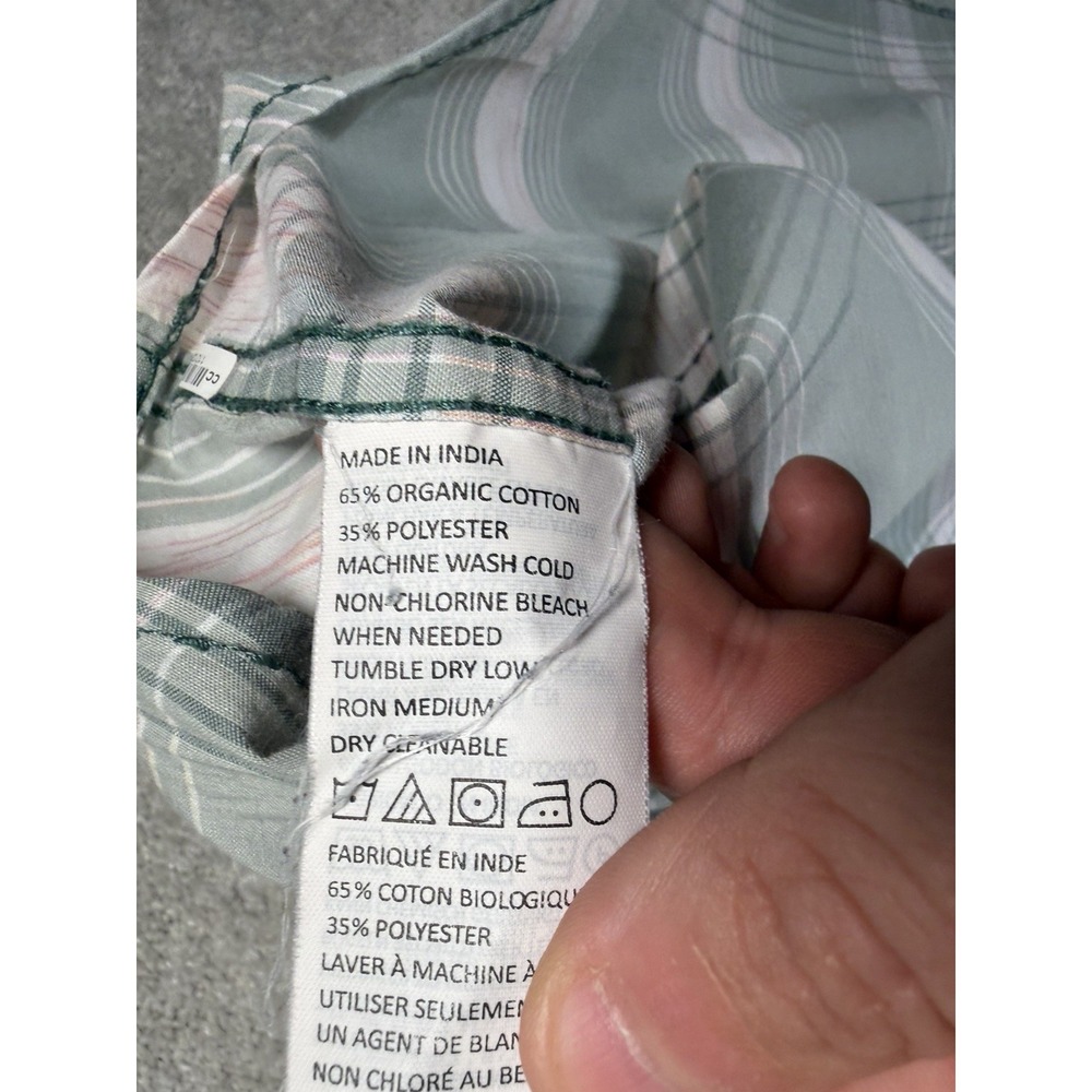 Prana Men's Lg S/S Plaid Button Shirt Gray Outdoor Hiking Pocket Organic Cotton - Picture 6 of 10